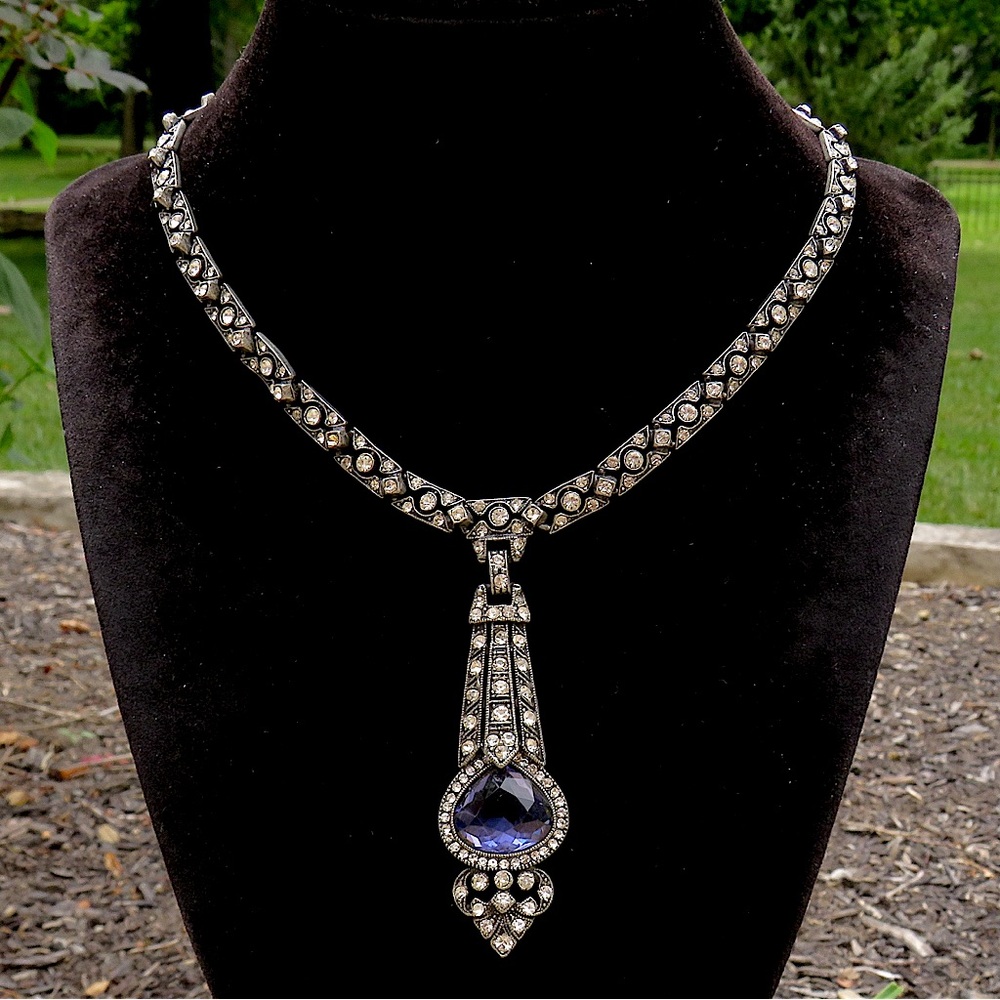 Ben-Amun Rhinestone Art Deco Style Adjustable Length Necklace 16”
